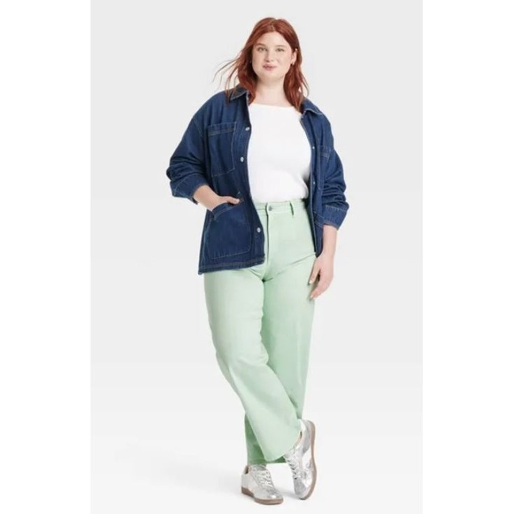 Universal Thread Women's High Rise Sailor Wide Leg Ankle Jeans in Green Size 17